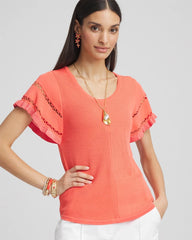 Chico's Cutout Short-Sleeved Pullover Sweater