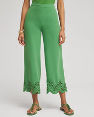 Chico's Petite Satin Eyelet Hem Culottes