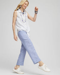 Chico's Linen Pull On Waist Cropped Pants