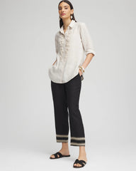 Chico's Linen Elastic Waist Cropped Pants