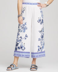 Chico's Butterfly Pull-On Linen Cropped Pants