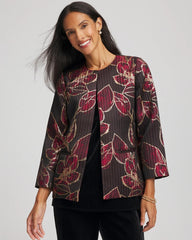 Chico's Travelers™ Collection Jacquard Foiled Floral Jacket
