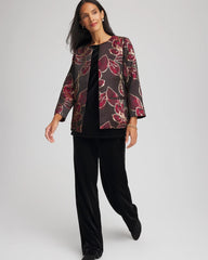 Chico's Travelers™ Collection Jacquard Foiled Floral Jacket