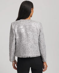 Chico's Silver Sequins Tweed Jacket