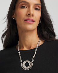Chico's Sparkling Silvertone Circle Pendant Necklace