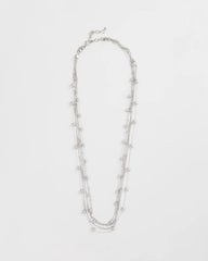Chico's Multistrand Beaded Silvertone Necklace