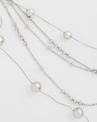 Chico's Multistrand Beaded Silvertone Necklace