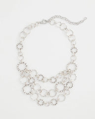 Chico's Silver Multistrand Bib Necklace