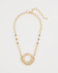 Chico's Sparkling Goldtone Circle Pendant Necklace