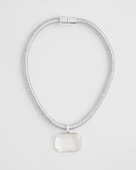 Chico's Silvertone Gem Pendant Cord Necklace