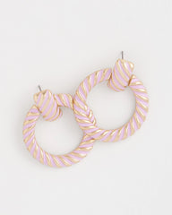 Chico's Pink Twist Drop Hoop Earrings