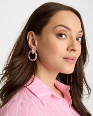 Chico's Pink Twist Drop Hoop Earrings