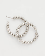 Chico's Silvertone Beaded Hoop Earrings