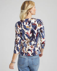 Chico's Printed Textured Scoopneck Cardigan